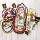 VINTAGE ESTATE COSTUME Red Gold & Silver Toned Rhinestoned & Pearl Jewelry LOT