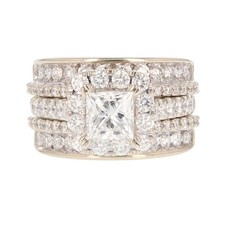 2.70ctw Princess Cut Diamond Halo Wedding Set Rings 14k White Gold Size 5.5