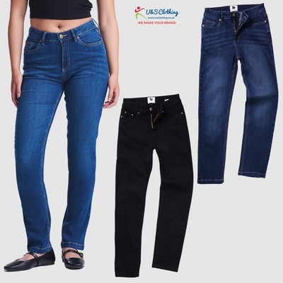 Neu So Denim Katy gerade Passform Damenjeans mittlerer Bund 5 Taschen Freizeitkleidung Hose