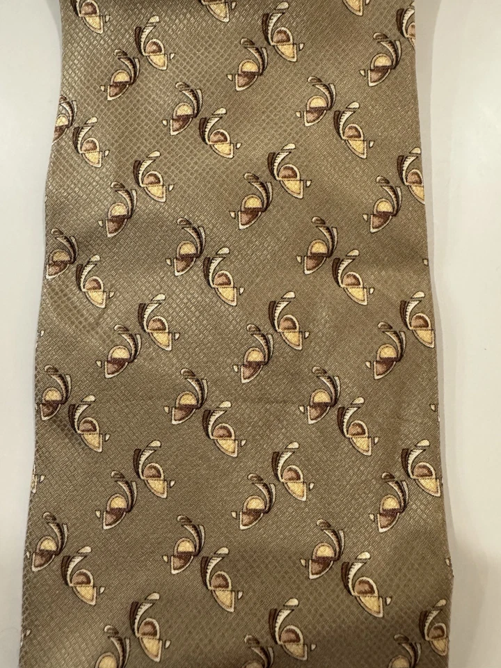 Corbata de cuello de seda para hombre Valentino Cravattes beige tostado elegante estampado Italia Foto 2 de 4