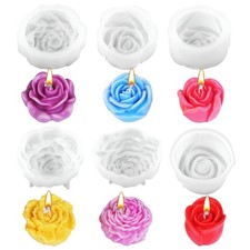 6PCS Silicone Candle Molds Set - Rose  Flower Design  Perfect for Soy Wax D...