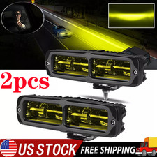2x 6inch Yellow Amber Led Driving Work Lights Bar Spot Pods Fog Lamp Offroad Suv