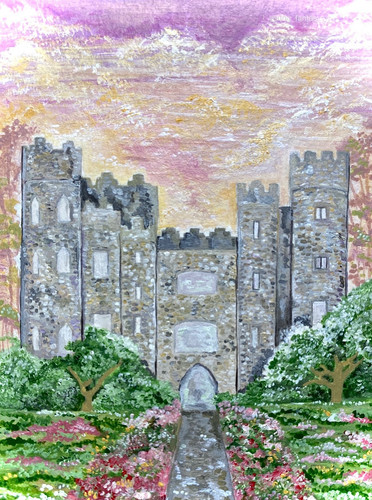 ORIGINAL ACEO MALAHIDE CASTLE GARDENS IRELAND FLOWER PAINTING OOAK ART BY LYOUNG