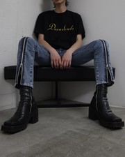 John Lawrence Sullivan WASHED DENIM ZIP PANTS Front Zip NEW 44