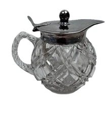 Vintage Clear Glass Syrup Server Diamonds Zippers Swirl Dining Serveware