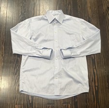 Eton Botton Up Shirt Men s 42 16.5 Classic Light Blue Cotton Office