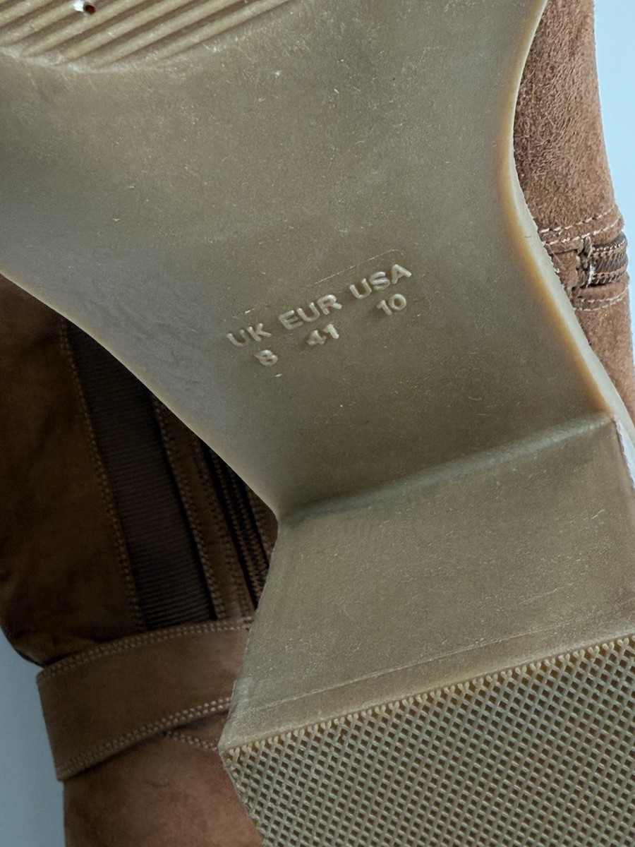 Primark Knee High Boot Suede Brown With Buckle Detail Inches