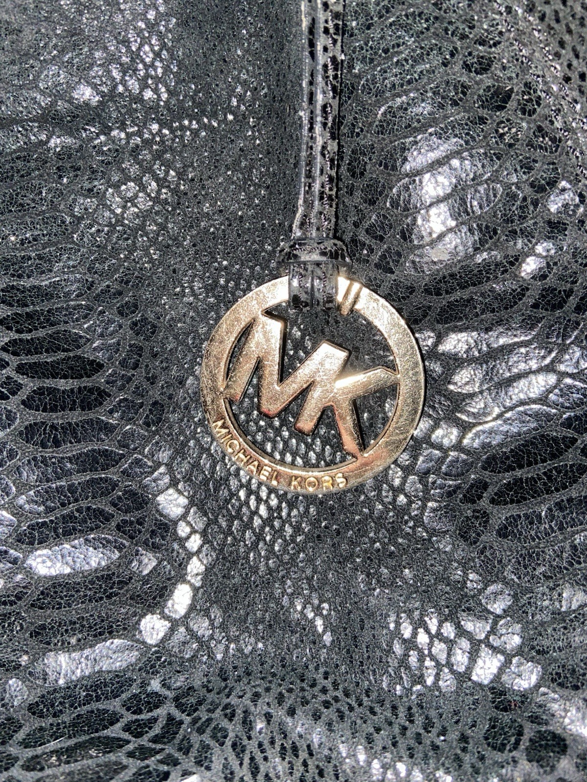Michael Kors Black Python Embossed Leather Tote B… - image 3