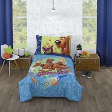 Scooby Doo 4pc Bed Set Blue Green Orange 2619416P Comforter Sheets Pillowcase