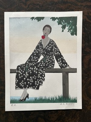 A. E. Marty 1926 Art Deco-Pense a moi ?- Vintage Fashion Illustration Print-E.A.