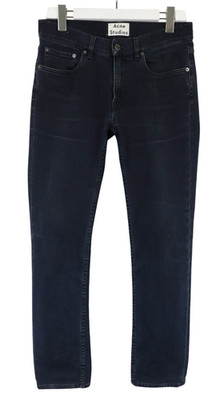 ACNE STUDIOS Ace Blue/Black Herrenjeans W30 L28 Zip Fly Stretch Slim Fit