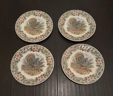 Queens Myott Factory Thanksgiving (4) Dinner Plates  Turkey 10" Churchill