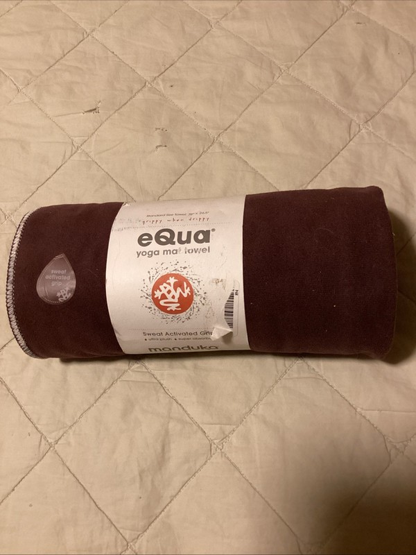 Manduka eQua Hot Yoga Mat Towel  72" Instant Moisture Activated Grip Raisin New