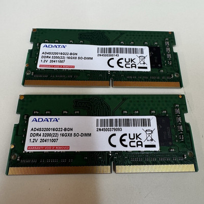 ADATA 32GB (2x16GB) DDR4-3200 PC4-25600 260-Pin SO-DIMM AD4S320016G22-BGN