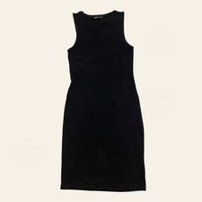 Zara M Black Textured Knit Tank Dress LBD | Minimalist Capsule, Cotton Essential