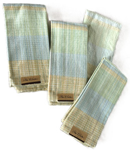 3+1  PARK B SMITH Sumatra Island Breezes Cloth NAPKINS Green Blue Gold NWT