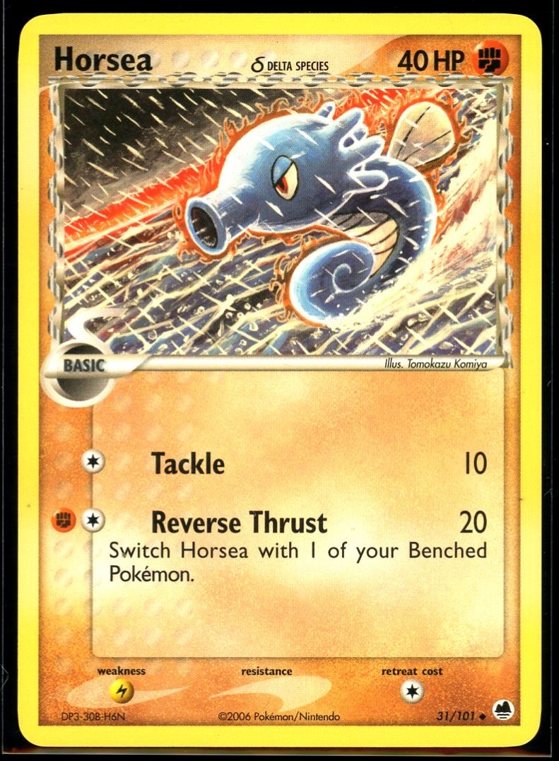 2006 EX - Dragon Frontiers Horsea #31 Non Holo Pokemon Card