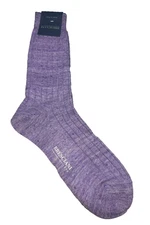 Bresciani Italian Luxury 100% Linen Violet Size Large Socks  NWT