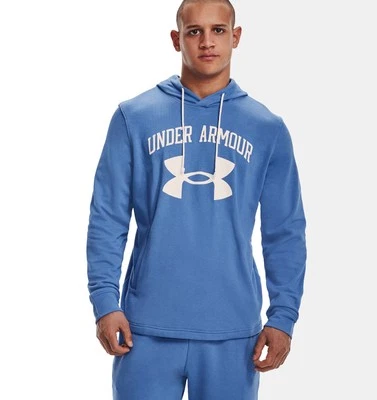 Under Armour Rival Terry Big Logo Hoodie River Onyx White Sport Fitness Training - Bild 1 von 2