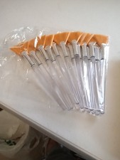 14 Piece Transparent Handle Makeup Brushes New 6" Long