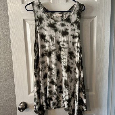 Indigo Thread Co.  Woven Scoop Neck Raw Edge Hi-Lo Tank Top With Cutouts XL