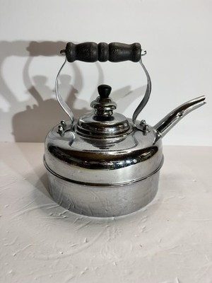 Vintage Classic English Simplex Kensington Whistling Tea Kettle Chrome & Copper