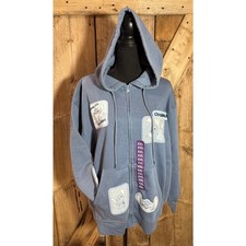 NWT Disney Stitch Multi-Patch Women's Full Zip Hoodie Size XXL Blue Distressed