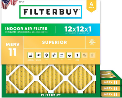 Cuatro filtros de aire merv once para alergias y mascotas medida doce pulgadas