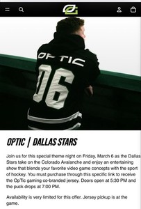 Optic Gaming Dallas Stars Hockey Lace-Up Jersey