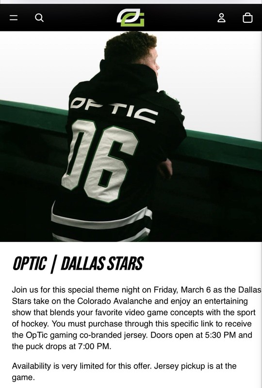 Optic Gaming Dallas Stars Hockey Lace-Up Jersey