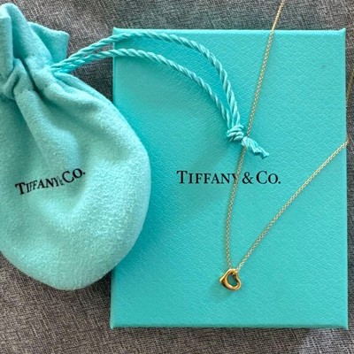 Tiffany ＆ Co. Open Heart Necklace 18K Gold 7mm Elsa Peretti with