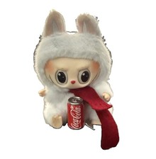 Coca-Cola The Monsters White Bunny Mini Plush Keychain w/ Mini Coke Can, 2018