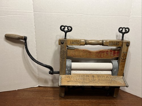 Antique Anchor Brand No 780 Wood Clothes Wringer Hand Crank COMPLETE Erie PA