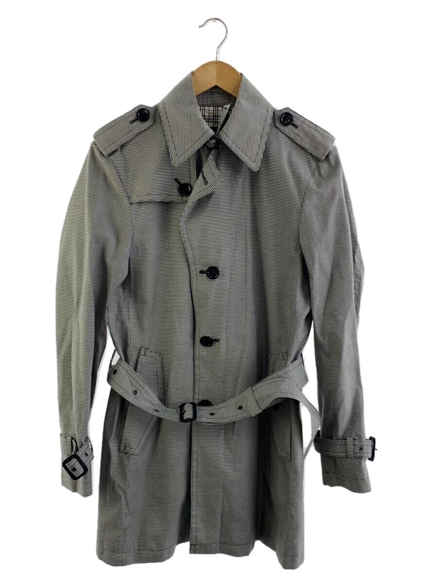 Burberry Black Label Houndstooth Trench Coat Cotton M Black EG ZIA