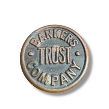 1920s Bankers Trust Company Brass Uniform Button Superior Quality NYC Banking