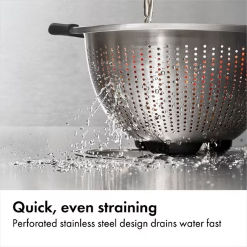 OXO 5 Qt Stainless Steel Colander: Dishwasher-Safe Strainer for Pasta & More