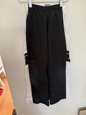 Vtg 90s Nike Black Nylon Windbreaker Pants Youth Small Ankle Zip Swoosh Lined