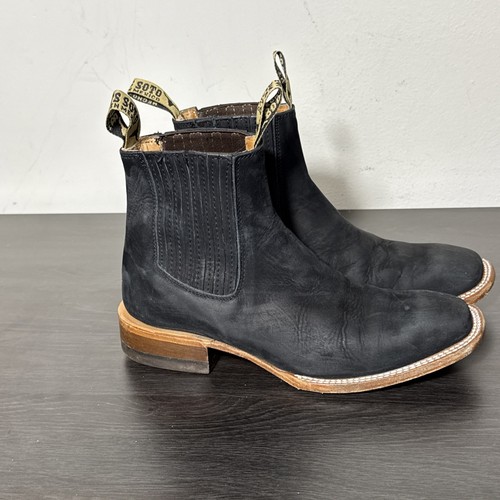 Soto Men's Leather Harness Ankle Boots - Square Toe, Goodyear Welt, H4017 Style - View #6
