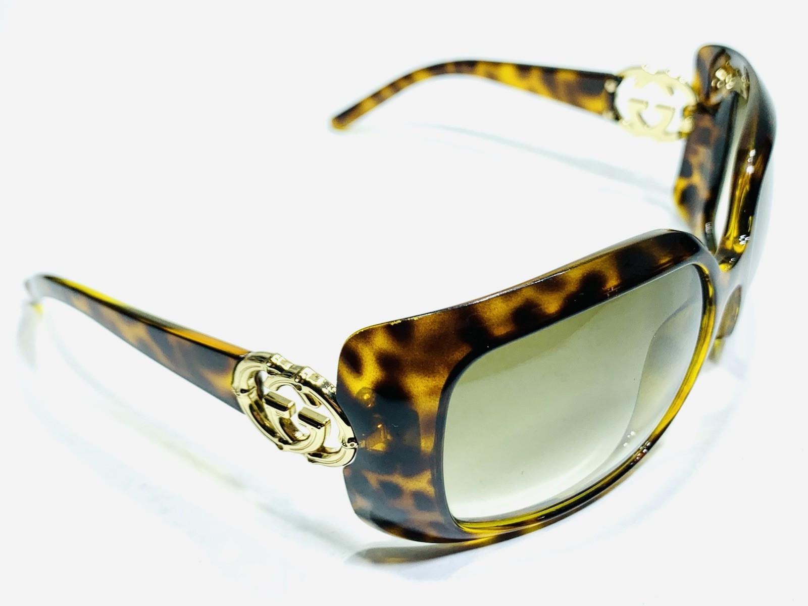 Gucci Tortoise Shell Gold Interlocking GG Logo Wo… - image 4