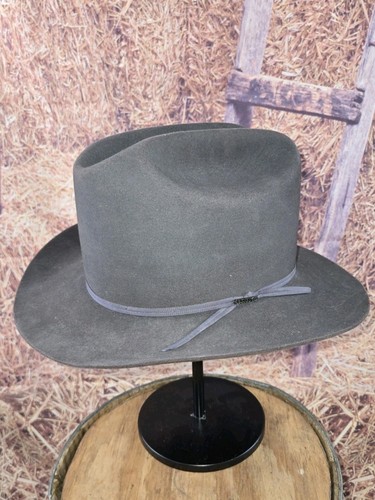 Sombrero vaquero occidental para hombre Resistol 4X gris castor vintage 7 3/4 hecho en EE. UU. Alcalá's - Imagen 3 de 14
