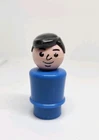 RARE/HTF Vintage Fisher Price little people blue dad/man w/BLACK hair