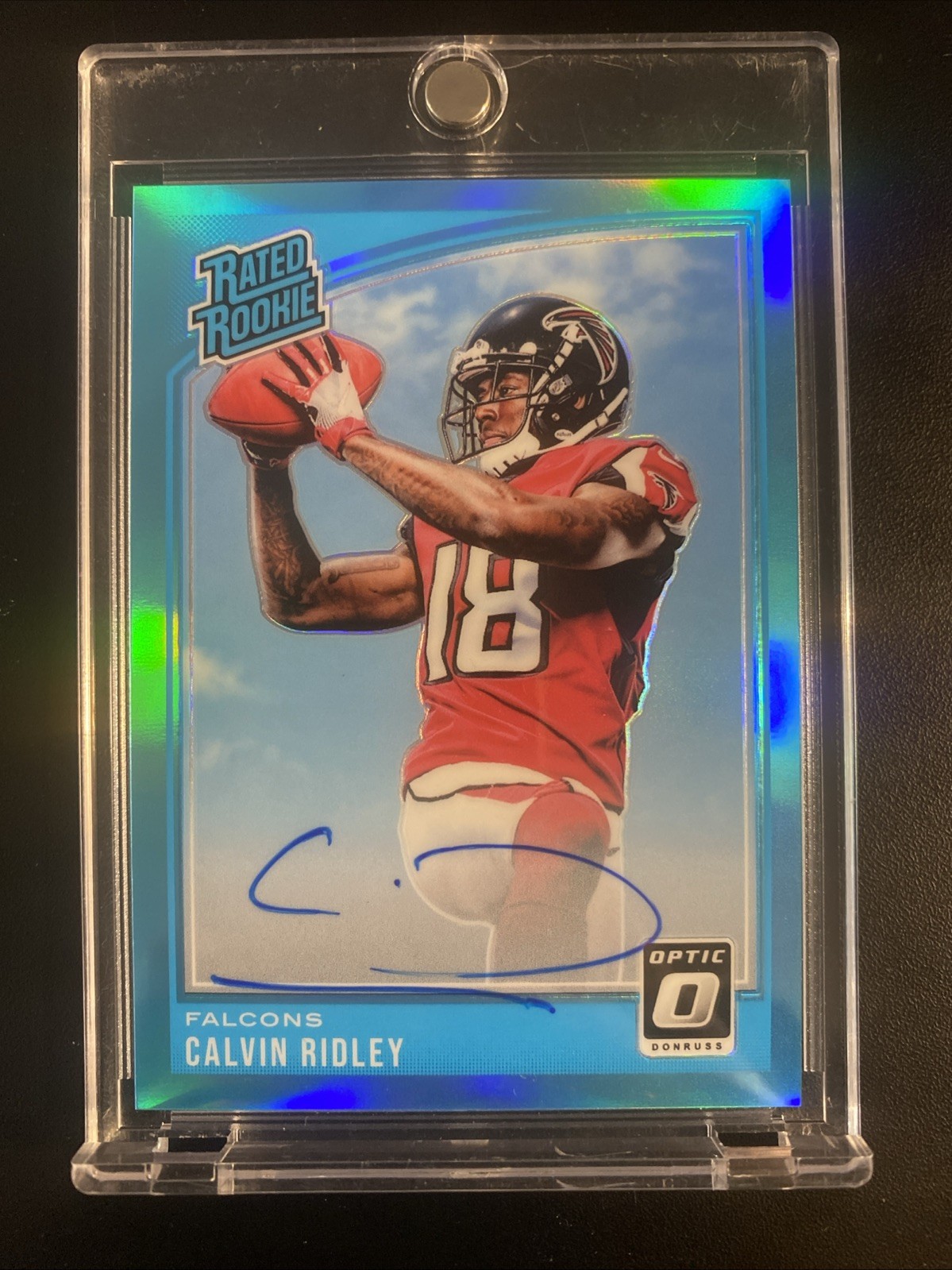 CALVIN RIDLEY Rookie Auto 2018 Optic Aqua Blue Holo Prizm Rated Rookie 10/75 RC