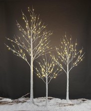 LED Birch Tree Light Set - 4ft, 6ft, 8ft Trees with Warm White Lights - Indoor O