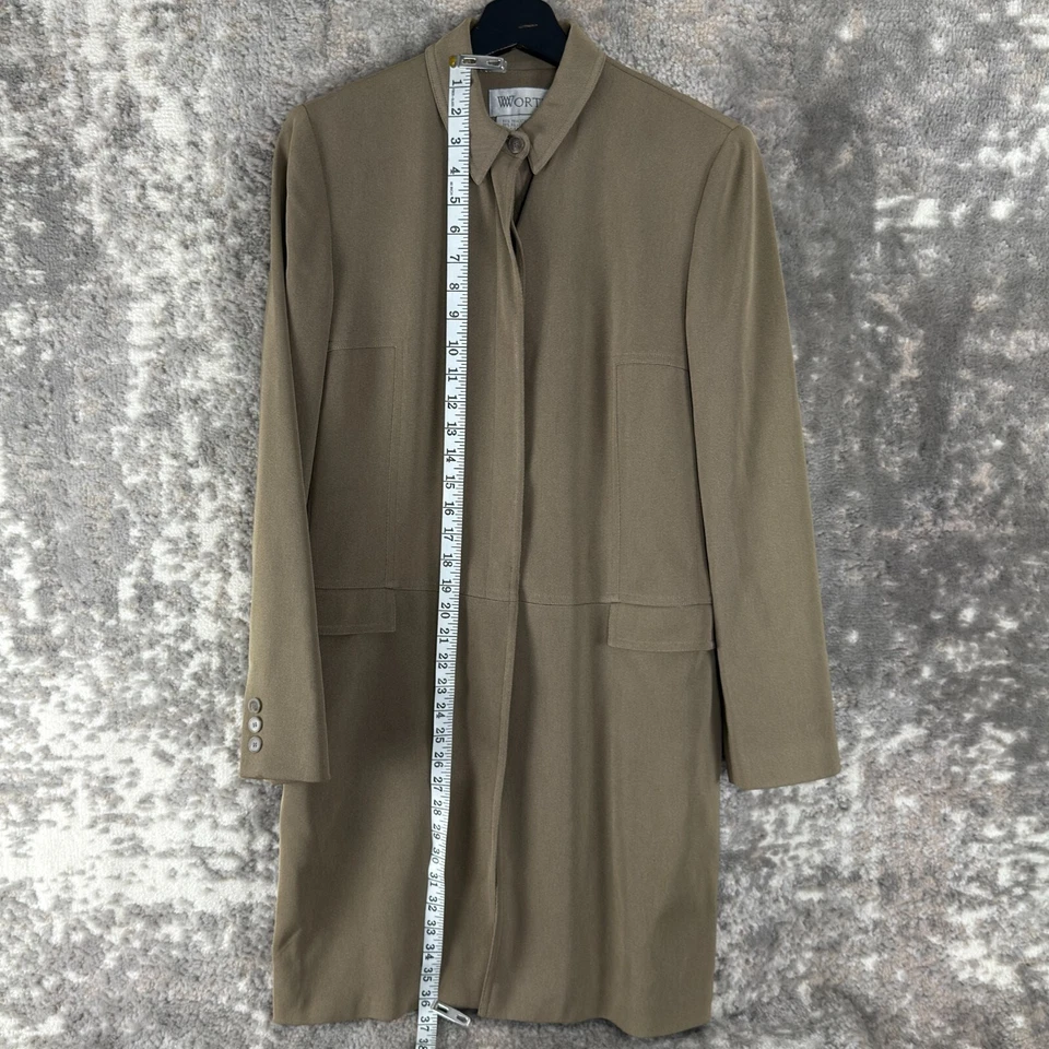 Gabardina Worth Talla 6 Exterior Botón Beige Manga Larga Cuello Forrado Foto 2 de 4