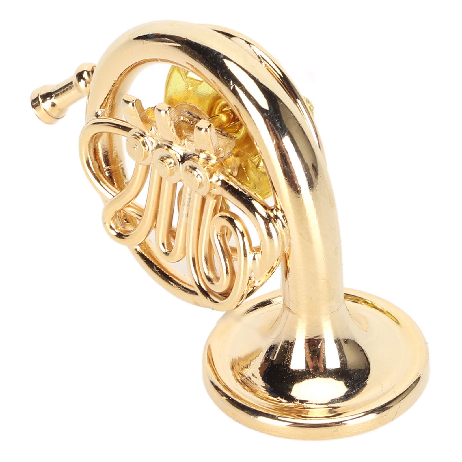New Gold Miniature French Horn Shaped Lapel Brooch Pin Brass Mini Musical Instru