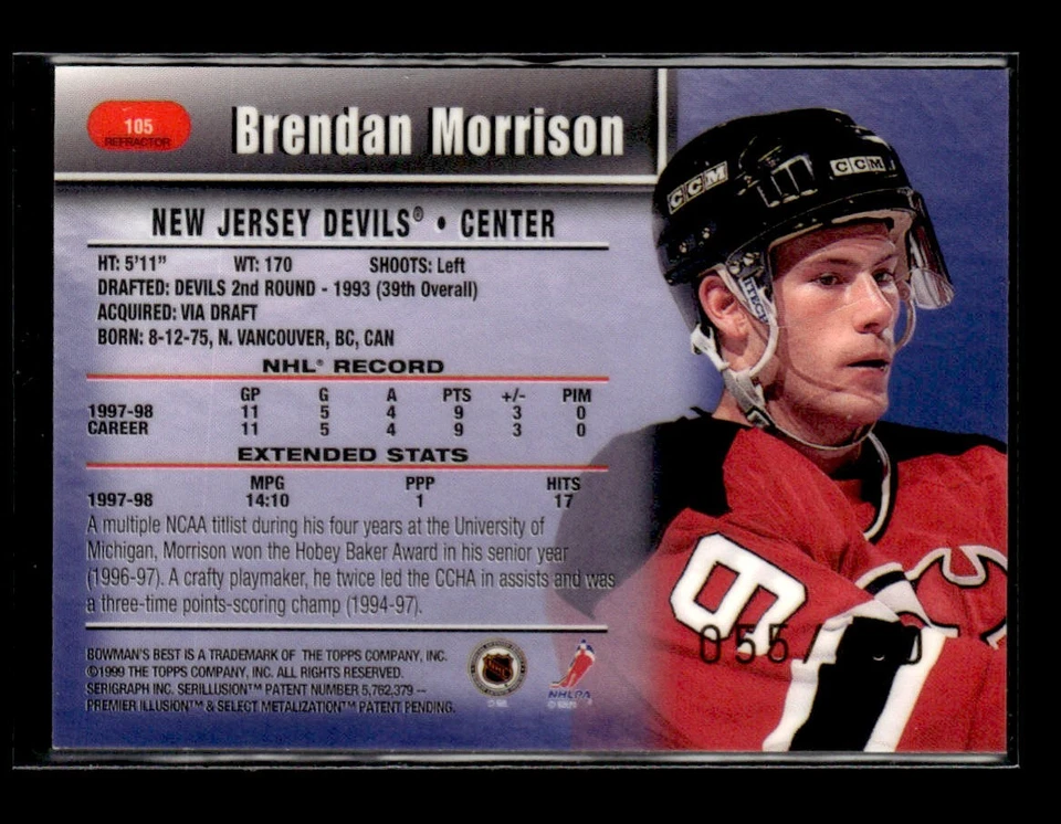1998-99 Bowman's Best #105 Brendan Morrison Refractors #/400 - Image 2 of 2