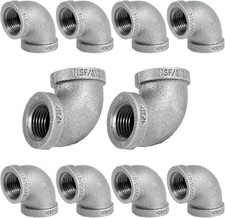 Galvanized Malleable Iron Threaded Pipe Fitting, 1/2 Inch 90 Degree Elbow Pack