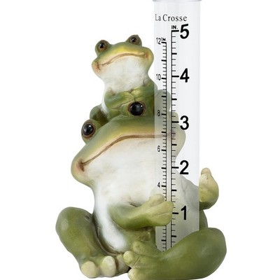 La Crosse 704-4114 5 in. Table Standing Polyresin Frog Rain Gauge