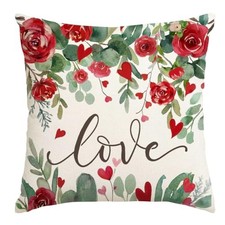 Valentine Red Rose Pillow Covers 18x18 Inch, Love 18" x 18" Pack of 1 White