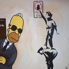 Quadro originale pezzo unico firmato astratto arte moderna pittura quadro art Banksy